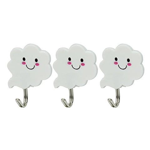 3 White Cute Cloud Self Adhesive Sticky Hooks Multi Purpose Kitchen Bathroom Hot^