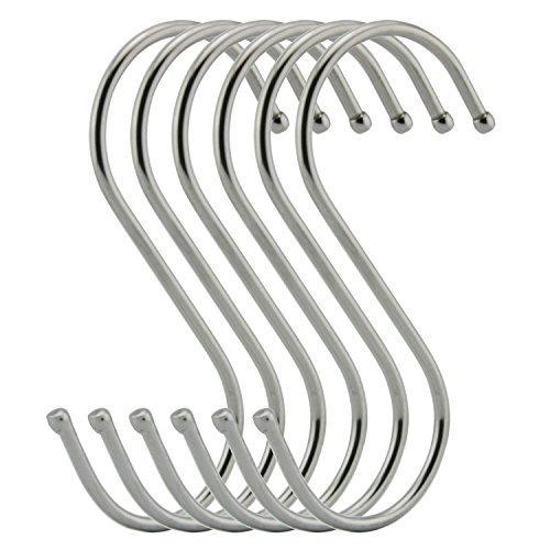 Agilenano Extra large S Shape hooks, Heavy-duty Stainless Steel Hanging Hooks - Multiple uses, Ideal for Apparel, Kitchenware, Utensils, Plants, Towels, Gardening Tools.