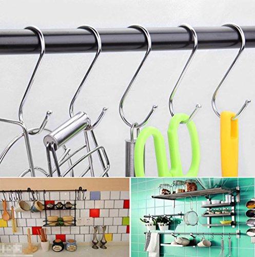 Agilenano Extra large S Shape hooks, Heavy-duty Stainless Steel Hanging Hooks - Multiple uses, Ideal for Apparel, Kitchenware, Utensils, Plants, Towels, Gardening Tools.
