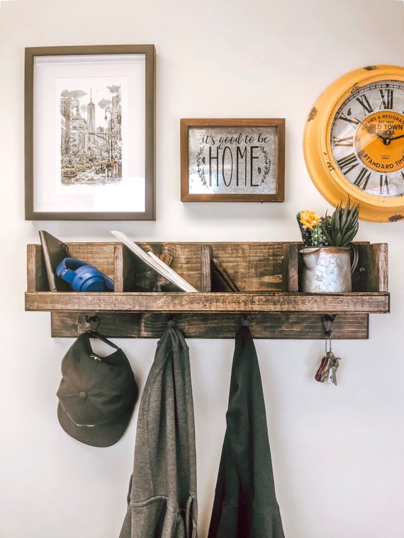 Coat Rack with storage, cubby shelf, entryway coat rack with cubbies, Shelf, organizer, Entryway Organizer, Wall Mounted Coat Rack by NativeRange