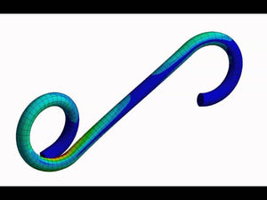 A wire hook showing a stress plot when loaded.