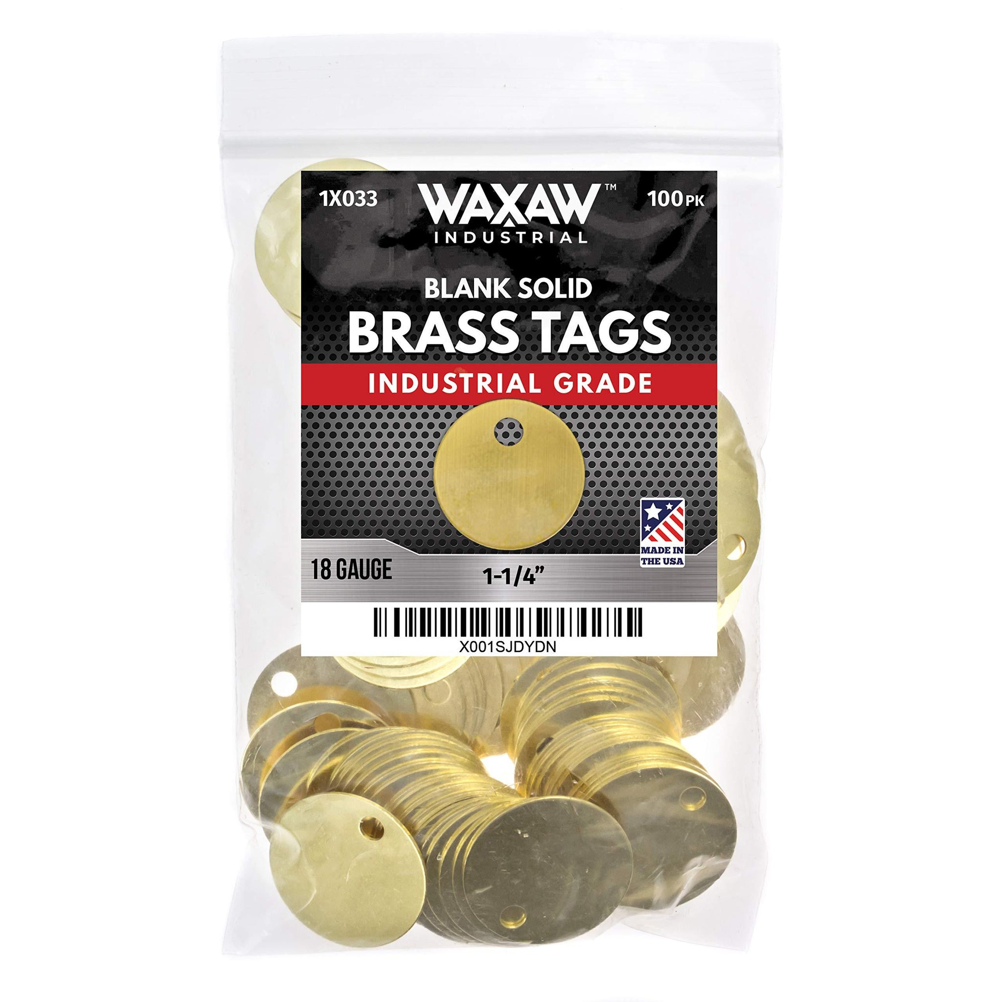 1.25u201d Solid Brass Stamping Tags Industrial Grade (0.040") Blank Chits for Pipe Valves, Tool Check-Out and Equipment Labeling | Made in USA (100 Pack)