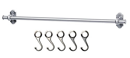 Ikea Steel Kitchen Organizer Set, 22.5-inch Rail, 5 Hooks (1, Silver - Nickel Plated)