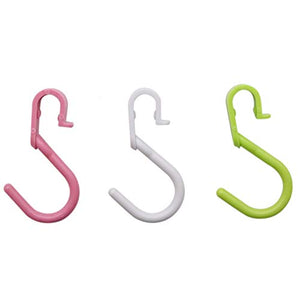 WSSROGY Pack of 30 Plastic S Shape Hooks Portable Small Kitchen Bathroom Hanging Hooks for Clothes Towel Bag Hanger Hooks (White Pink Green)