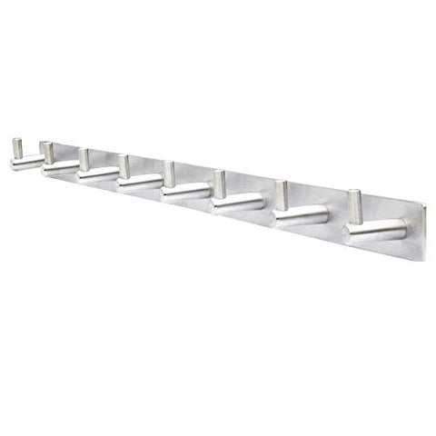 WEBI Wall Mounted Coat Rack - Heavy Duty SUS 304 Wall Hooks Rack Robe Hooks Metal Decorative Hook Rail - for Bathroom Kitchen Office Entryway Hallway,8 Hooks, Brushed Finish