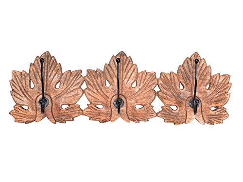 storeindya Wall Hooks Key Holders Coat Hangers Handmade Wooden Vintage Inspired (Leafy Woodwork Collection)