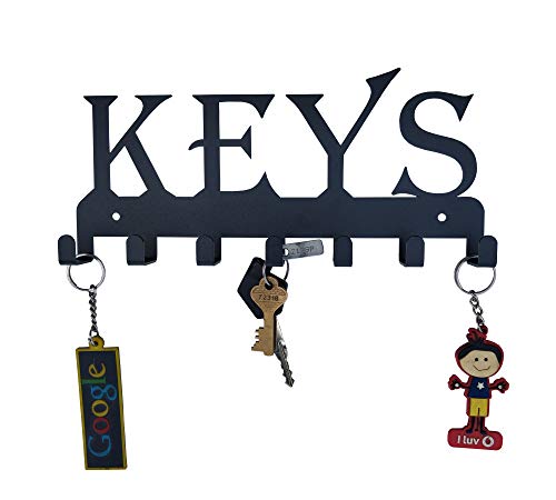 HeavenlyKraft Keys Black Metal Wall Mounted Key Holder 25 X 12 X 2.5 cm