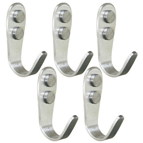 KES Wall Hook SUS 304 Stainless Steel J Hooks Bathroom Towel Hooks Bath Shower Hat Coat Metal Hooks 3mm-Thick HEAVY DUTY Multiple 5-Hook Pack Brushed Finish, A2062-P5