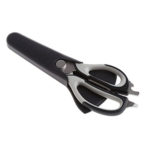 Onpiece Stainless Steel Kitchen Multifunction Scissors Knife Fish Meat Household Shears (Black)
