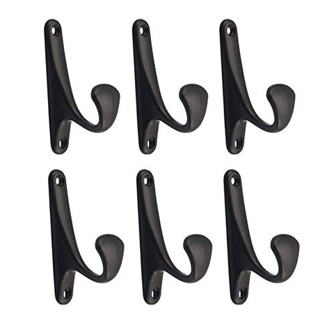 eForwish Zinc Alloy Coat Hooks Wall Mounted - Single Hooks Hat Hooks Wall Hooks Bath Towel Hooks Heavy Duty Hangers (Black,6-Piece)