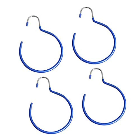 Flameer 4-Pack Metal Loop Scarf Hanger, Closet Organization Storage Holder for Scarves, Ties, Shawls, Belts,Clothes Accessories - Blue