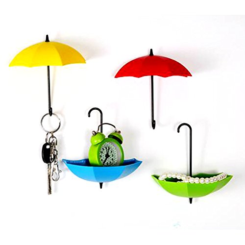 6Pcs/Set Cute Umbrella Wall Mount Key Holder Creative and Colorful Wall Hook Hanger Organizer Durable Sticky Hook