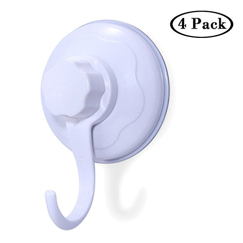 Togu TC80-2120-WT ABS Vacuum Thick Rubber Suction Cup Hooks,Removable Heavy Duty Suction Cup Hooks,as Cup Holder, Key Hook,Wreath,Towel/Bathroom&Kitchen Organizer,White,4pcs