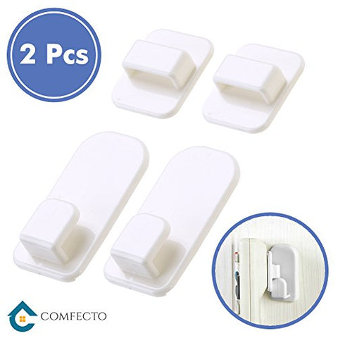 Remote Control Holder Wall Self Adhesive Hook - 2 Set Multiuse TV Remote Control Air Conditioning Cordless Phone Sticky Wall Mount Key Hanger Organizer Holder Wall Sensor with Premium Grade ABS Resin