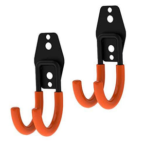 2 Pcs Utility Hooks Wall Mount Tool Holder U-Hooks For Home Garage Storage Organizer Garden Tools (Orange, Type-1)