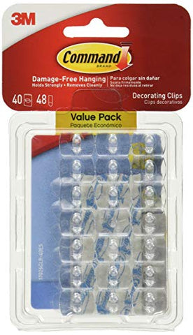 Command Mini Holiday Light Hooks, Great for Holiday Lights, 40 Clips, 48 Strips, Value Pack