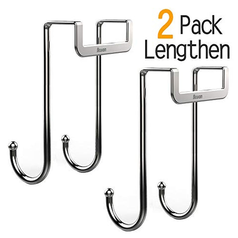 UPSTONE Over Door Hook - Stainless Steel SUS304 Heavy Adjustable Double Hook,Organizers on The Doors of Cabinets,Shower,Drawer,Wardrobe,Closet,Shoe Cabinet,for Towel,Coat,Robe,Umbrella Holder (2Pack)