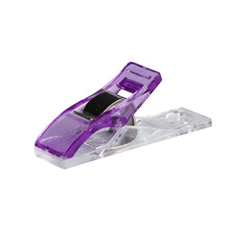 Iuhan 50 PCS Clear Sewing Craft Quilt Binding Plastic Clips Clamps Pack (Purple)