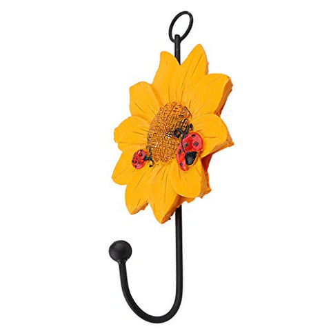 MonkeyJack EU Fashion Daisy Flower Wall Hook Hanger Clothes/Coat/Towel Storage Holder for Kitchen/Bath - Yellow, 14x8cm