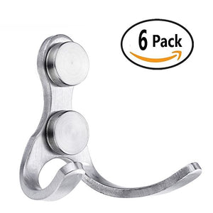 eForwish Brushed Stainless Steel Coat and Hat Single Hook Heavy Duty Wall Mount ,5 Pcs
