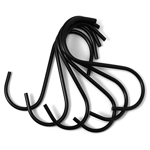 Flammi 20 Pack S Shaped Hooks Stainless Heavy Duty Hold 40 Pounds Black Finish Steel Pan Pot Holder Hanging Hooks 3.38 Inches Long for Kitchen Office Garden Versatile