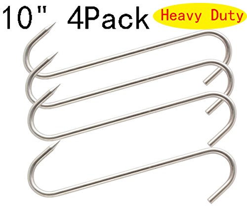 10" Meat Hook Heavy Duty S-Hooks Stainless Steel Meat Processing Butcher Hook 4Pack