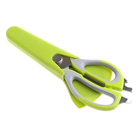 Onpiece Stainless Steel Kitchen Multifunction Scissors Knife Fish Meat Household Shears (Green)