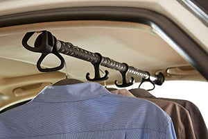 Rubbermaid 3346-20 Automotive Expandable Hanging Clothes Bar: Non-Slip Rubber Coated Car Rod with Accessory Hooks