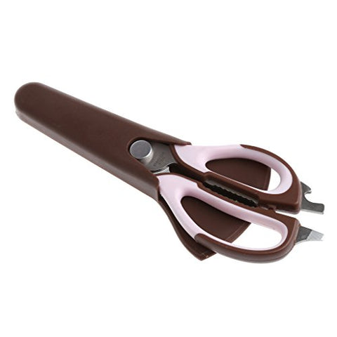 Onpiece Stainless Steel Kitchen Multifunction Scissors Knife Fish Meat Household Shears (Coffee)