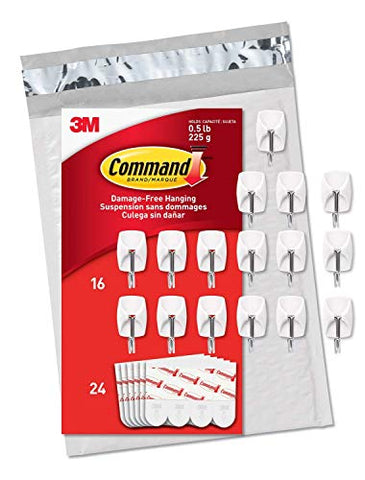 Command by 3M Damage-Free Small Wire Hooks, White, Holds 0.5 lbs, Hang without Tools, Value Pack, Easy to Open Packaging QN4T7L, 56 Hooks