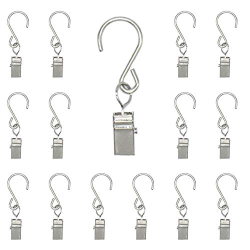 Renashed 50 Pack Curtain Clip String Hanger Outdoor Indoor Photo Hook Stainless Steel Hook Silver (Silver)