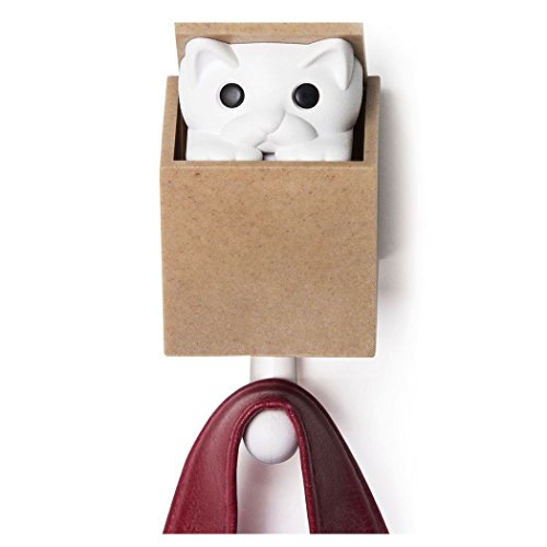 Qualy Kitt-a-Boo Peeping Cat Wall Hook Coathook Hanger Black Brown (Brown)