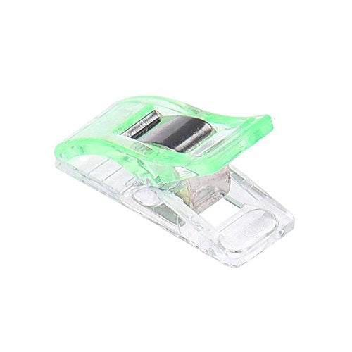 Iuhan 20 PCS Clear Sewing Craft Quilt Binding Plastic Clips Clamps Pack (Green)