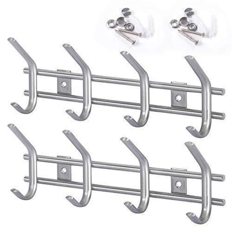 Protasm Wall Mounted Coat Hooks Stainless Steel Heavy Duty Wall Hooks Rail Robe Hook Rack for Bathroom Kitchen Entryway Closet