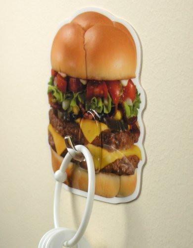 Cheeseburger Utility Hook for Kitchen Bedroom Bathroom Shower Back to School Locker Decorative Wall Hook (Pack of 2)(5502)