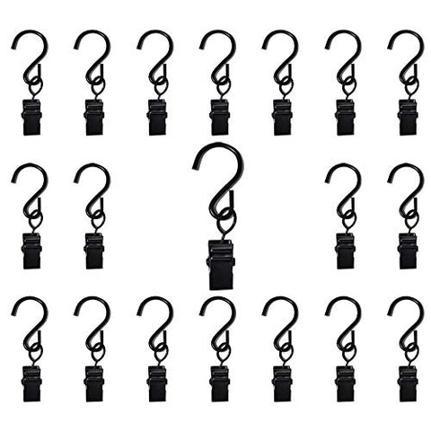 Renashed 50 Pack Curtain Clip String Hanger Outdoor Indoor Photo Hook Stainless Steel Hook Silver (Black)