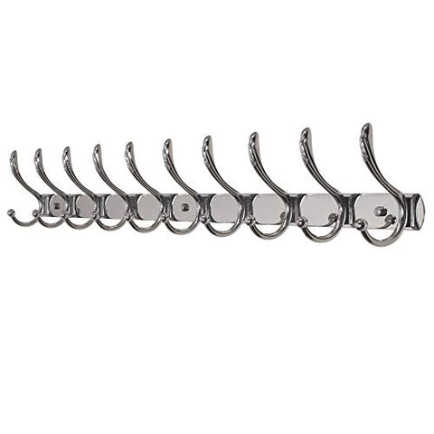 Dseap Wall Mounted Coat Rack: 16" Hole Spacing, 37-1/4"Long, 10-Hooks, Coat Hooks for Hanging Coats Clothes Towel, Wall Hat Rack, Hook Rail, Black