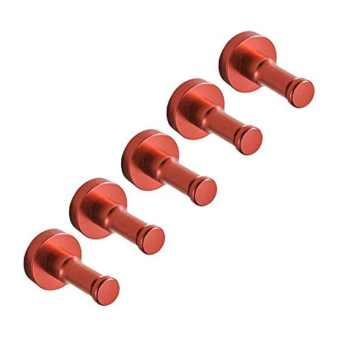 eForwish Aluminum Coat Hooks Wall Mounted - Wall Hooks Single Organizer Hangers, Hat Hooks (Red,Pack of 5)