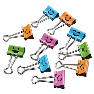 Smile Mental Binder Clips, Iuhan 10 Pcs Smile Metal Clip Cute Binder Clips Album Paper Clips Stationary Office Supplies ??Color Random?? (Multicolor)