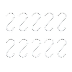 Whthteey 10 Pack Iron S Shaped Hanging Hooks Heavy Duty for Kitchen,Bathroom,Bedroom and Office Accessory Hooks (3.94 In, White)