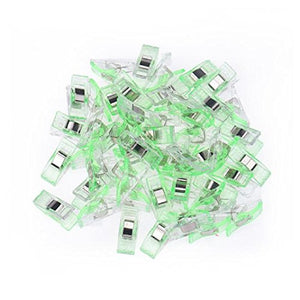 Iuhan 50 PCS Clear Sewing Craft Quilt Binding Plastic Clips Clamps Pack (Green)