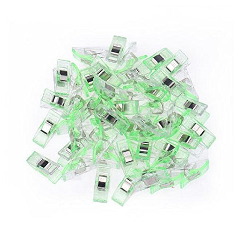 Iuhan 50 PCS Clear Sewing Craft Quilt Binding Plastic Clips Clamps Pack (Green)