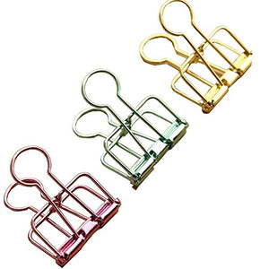Mwfus 1pc Creative Steel Wire Hollow Paper Documents Office Binder Clips S