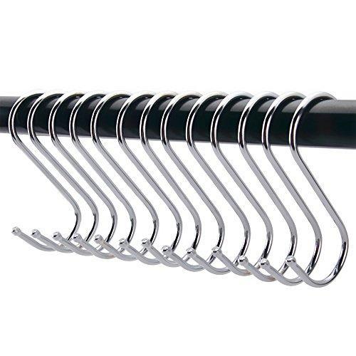 Agilenano Extra large S Shape hooks, Heavy-duty Stainless Steel Hanging Hooks - Multiple uses, Ideal for Apparel, Kitchenware, Utensils, Plants, Towels, Gardening Tools.