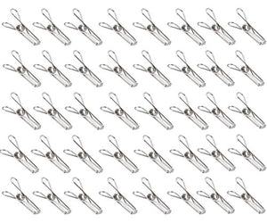 QTMY Stainless Steel Multi-Purpose Clothesline Utility Wire Spring Clips Pack of 40 (40 Clips)