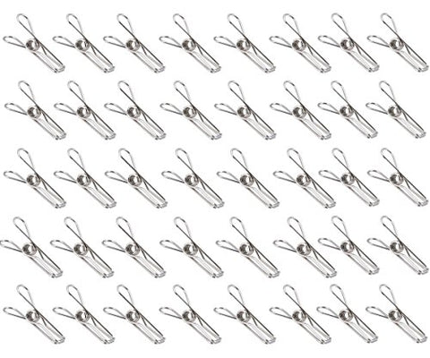 QTMY Stainless Steel Multi-Purpose Clothesline Utility Wire Spring Clips Pack of 40 (40 Clips)