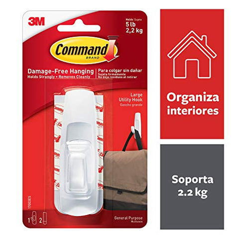 Command Large Utility Hook, White, 1-Hook, 2-Strips (17003ES)