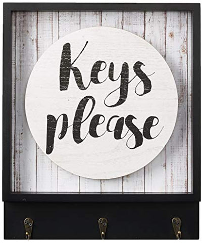 Boston Warehouse Wall Plaque with Hanging Hooks Keys Please