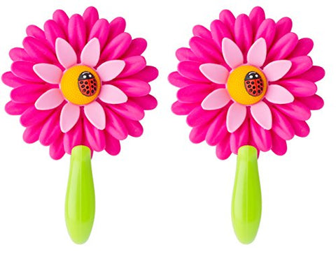 Vigar Flower Power Hook with Suction, 4-3/4-Inches Long, 2-Pack, Pink