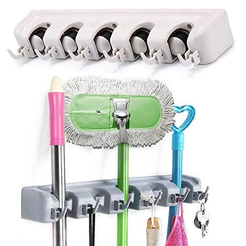 Wall Mount Magic Mop and Broom Holder Plastic Hanger Brush Cleaning Tool Rack US